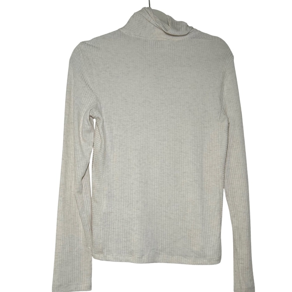 NWT Madewell Ribbed Turtleneck Long-Sleeve Tee cream women's medium minimal